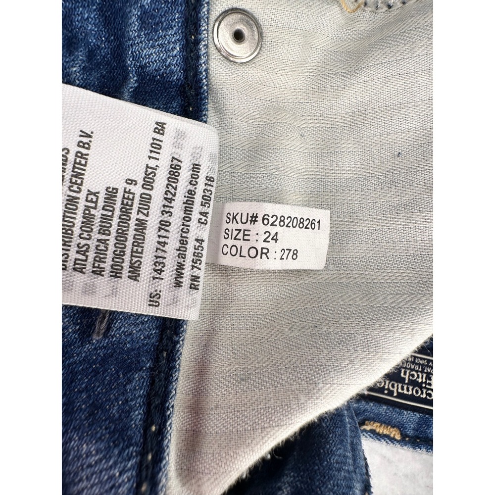 Abercrombie & Fitch Denim Mini Skirt Frayed Hem Casual Blue Size 24 - Picture 9 of 9